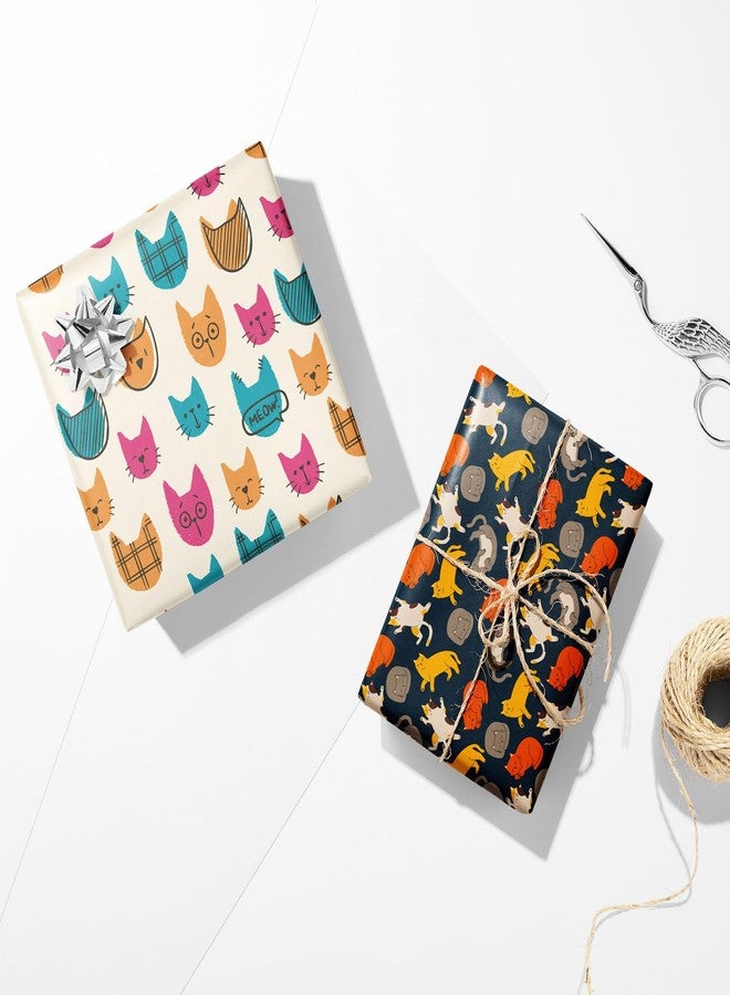 AIM & GGKK Cat Wrapping Paper Sheets - 12 Sheets Gifts Wrap with Cute Cat Patterns for Birthday Girls Boys Baby Shower Party - 20 x 28 inch Per Sheet - Image 4